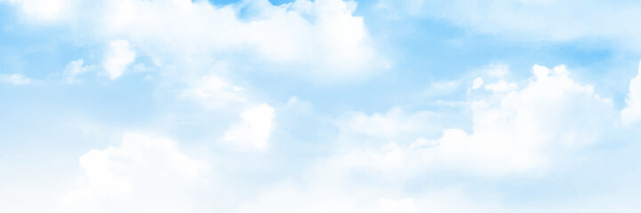 Cloudscape - Blue sky and white clouds, wide panorama