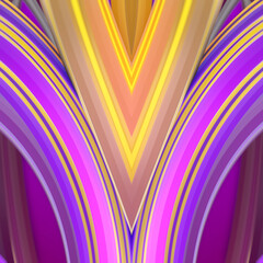 Poster - Symmetrical wavy pattern with striped texture. Modern concept background. 3d rendering digital illustration