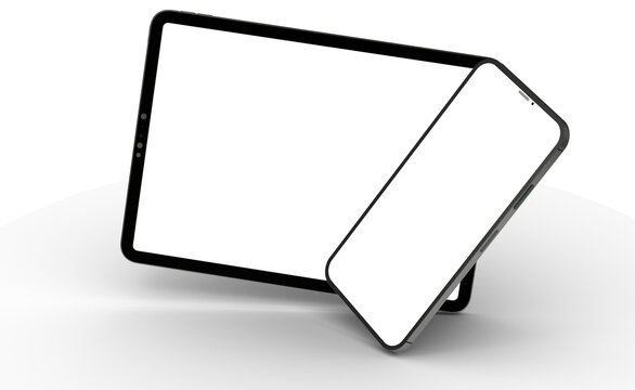 Modern black tablet computer isolated on white background. Tablet pc