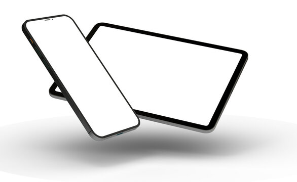 Realistic horizontal black tablet pc pad computer mockups