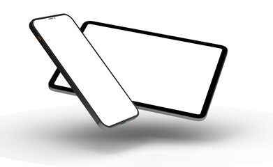 Fototapete - Realistic horizontal black tablet pc pad computer mockups