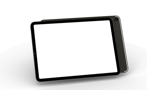 Realistic horizontal black tablet pc pad computer mockups