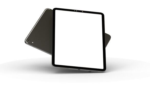 Realistic horizontal black tablet pc pad computer mockups