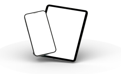 Fototapete - Gadgets including smartphone, digital tablet and laptop, blank screen with