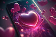 heart of hearts - pink hearts love in the smartphone background - Generative AI