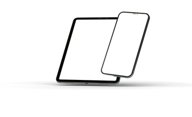 Sticker - Photo Black tablet computer with blank 3d