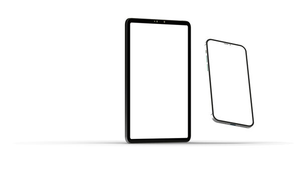 Photo Black tablet computer with blank 3d