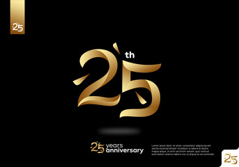 Wall Mural - Number 25 gold logo icon design, 25th birthday logo number, 25th anniversary.