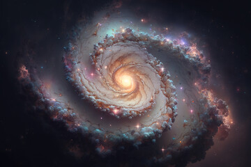  An image of a spiral galaxy in the night sky, Generative AI
