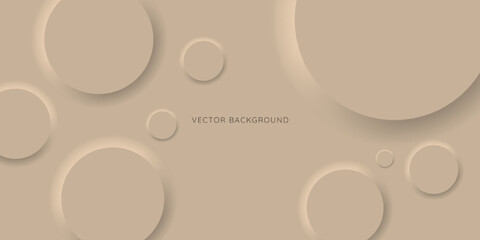 Poster - Beige modern neomorphism abstract background. Abstract 3D circle beige wallpaper. Background with neomorphism circles. Vector EPS 10