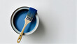 canvas print picture - Blauer Farbtopf mit Pinsel isoliert auf weißen Hintergrund mit Platzhalter. Wandfarbe zum Renovieren - Generative Ai