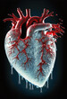 Illustration of an ice cold heart, Valentine's day frozen heart over black background	
