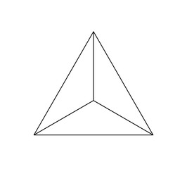 Wall Mural - vector isolated one single equilateral triangle divided into three equal parts colorless black and w