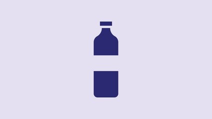 Sticker - Blue Bottle of water icon isolated on purple background. Soda aqua drink sign. 4K Video motion graphic animation