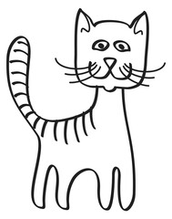 Poster - Smiling cat doodle. Funny kitten child sketch