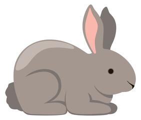 Sticker - Gray rabbit icon. Cute bunny. Fluffy animal