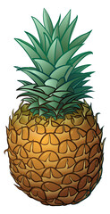 Wall Mural - Pineapple icon. Hand drawn color exotic fruit