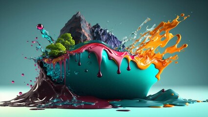 Wall Mural - fantastic realism paint splash 8k wallpaper