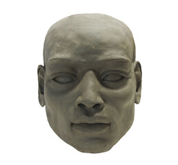 clay male face with african features. handmade head sculpture: contemporary art, modeling, fine arts