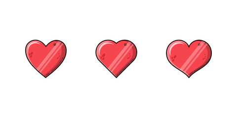 Wall Mural - set of red heart collection of different romantic vector heart icons for web site, sticker, label, t