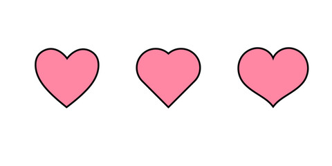 Wall Mural - set of pink heart collection of different romantic vector heart icons for web site, sticker, label, 
