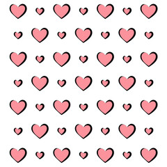 Wall Mural - Seamless pattern a lot of hearts.