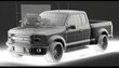 Digital pick up truck engineering schematic, greyscale generative ai 