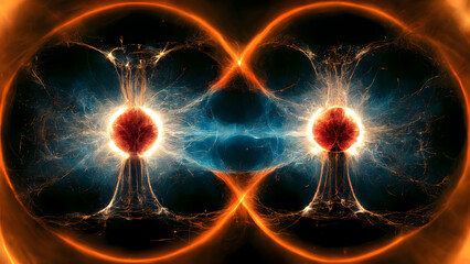 quantum nuclear fusion entanglement, 3d representation, ai generative