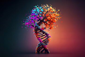 3d render of a medical background with dna strands. Generative Ai