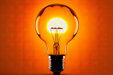 Wall Mural - Exceptional Vision in light bulb on orange background, Concept for vision. Generative Ai