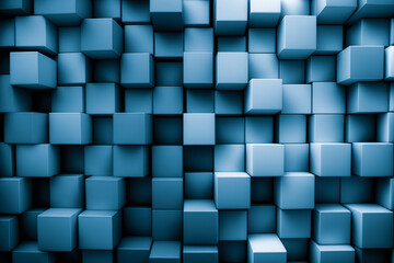 Abstract background of cube blocks wall stacking blue design for cubic wallpaper background . Admirable Generative AI image .