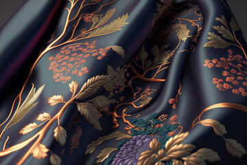 Plano detalle de un pañuelo de seda de alta costura moda de pasarela, creada con IA generativa