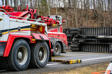 A Box Truck blocks both lanes of Route 79 in Windsor in Upstate NY.  Accident with a delivery truck on its side blocking a rural road.