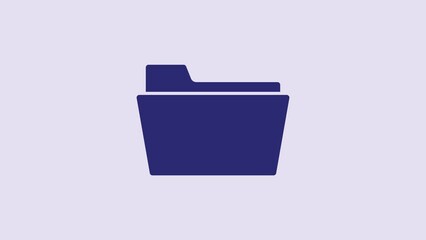 Poster - Blue Document folder icon isolated on purple background. Accounting binder symbol. Bookkeeping management. 4K Video motion graphic animation