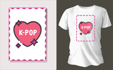 Wall Mural - Bts kpop and heart shape tee shirt design