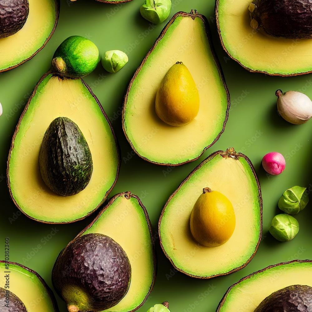 Seamless Avocado design, Background Banner, Print texture, Greens ...