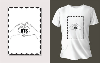 Wall Mural - Bts kpop and heart shape tee shirt design