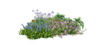 A Garden Decorated With Flowers And Small Grass On A Transparent Background.