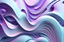 Abstract 3D Pastel Colors Background.Background In The Form Of Intricate Waves Of Pastel Blue And Purple Colors. Created With Generative AI