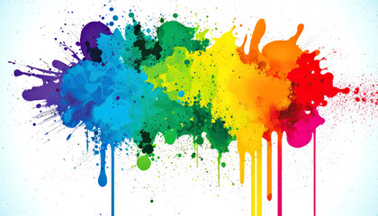 Poster - Colorful watercolor splashes on white background. 