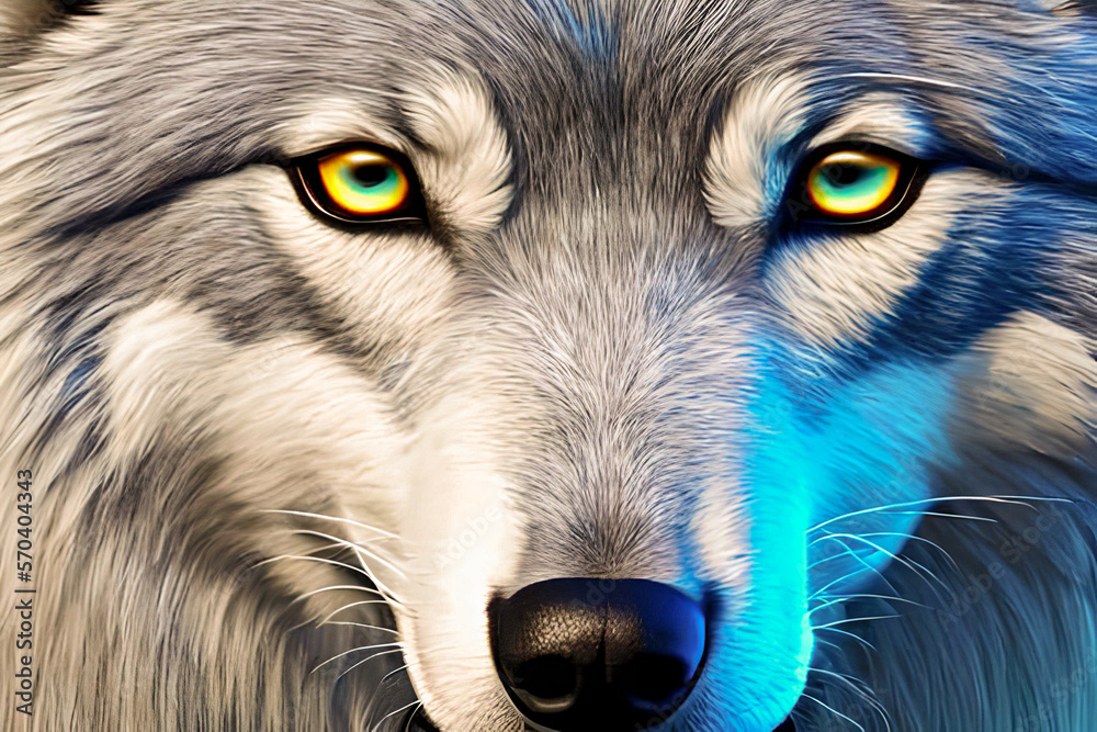 close up of arctic wolf, paint effect , Created using generative AI ...