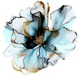 Abstract blue flower, delicate botanical floral background. Transparent png.