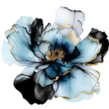 Abstract Blue Flower, Delicate Botanical Floral Background. Transparent Png.
