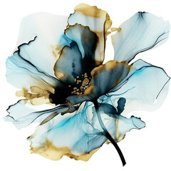 Wall Mural - Abstract blue flower, delicate botanical floral background. Transparent png.
