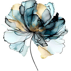 abstract blue flower, delicate botanical floral background. transparent png.