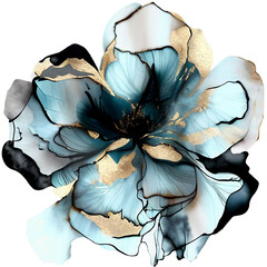 Wall Mural - Abstract blue flower, delicate botanical floral background. Transparent png.