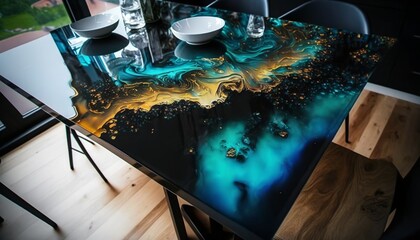 Sticker - unique epoxy resin dining table, beautiful design