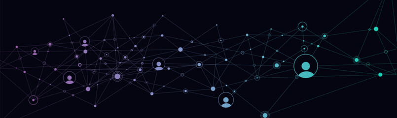 Aufkleber - Network background. Connections with points, lines, and people icons. Vector technology background