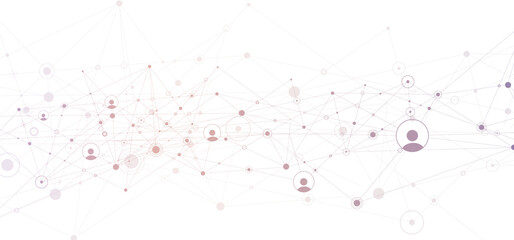 Network background. Connections with points, lines, and people icons. Vector technology background