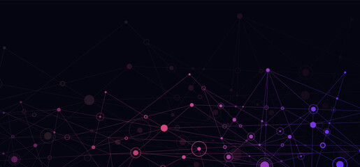 Aufkleber - Network background. Connections with points, lines, and people icons. Vector technology background